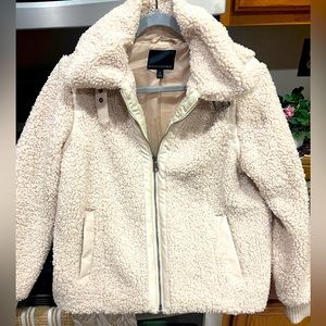 Banana Republic NWOT Sherpa Bomber Leather Trim Jacket